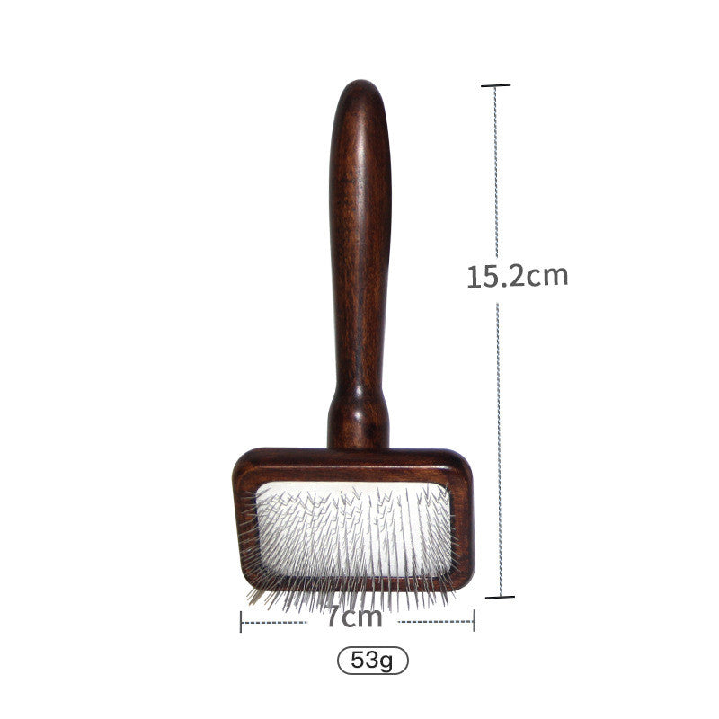 HKM-0492349 Antique Solid Wood Pet Comb for Cats and Dogs - Double-Sided Open Knot and Needle Design