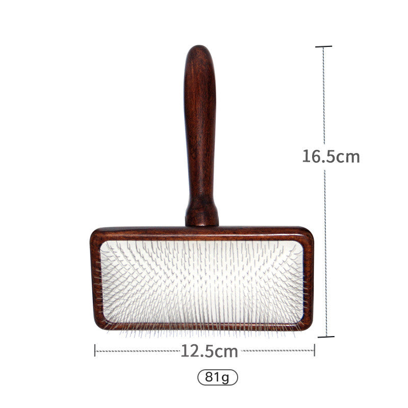 HKM-0492349 Antique Solid Wood Pet Comb for Cats and Dogs - Double-Sided Open Knot and Needle Design