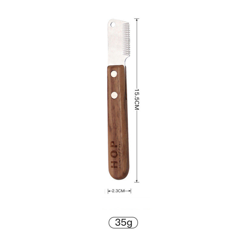 HKM-0492349 Antique Solid Wood Pet Comb for Cats and Dogs - Double-Sided Open Knot and Needle Design