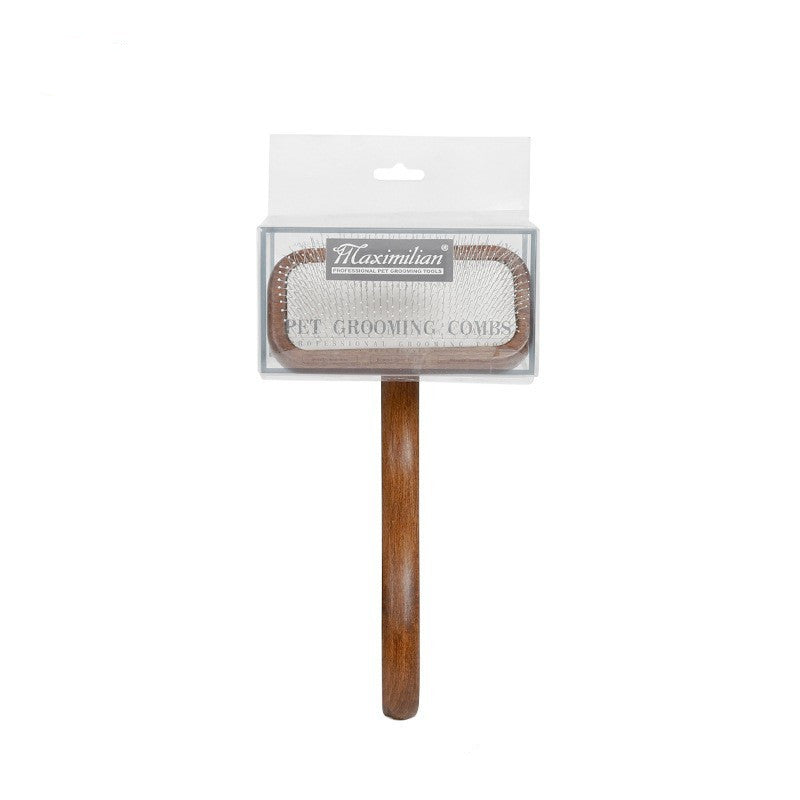 HKM-0492349 Antique Solid Wood Pet Comb for Cats and Dogs - Double-Sided Open Knot and Needle Design