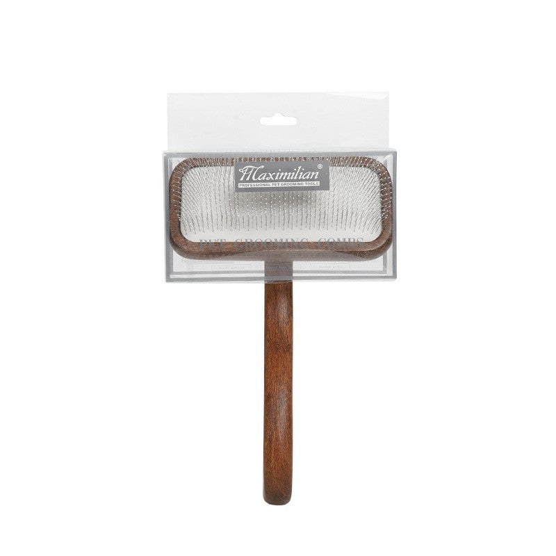 HKM-0492349 Antique Solid Wood Pet Comb for Cats and Dogs - Double-Sided Open Knot and Needle Design