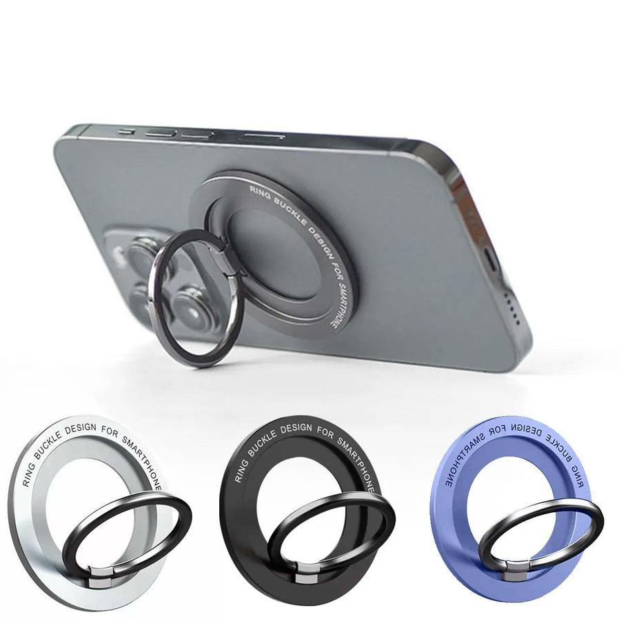 HKM-049235 Magnetic Zinc Alloy Mobile Phone Retaining Ring - Compact Design in Black, Silver, or Blue