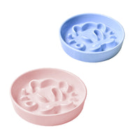 HKM-0492733 Pet Cartoon Anti-Choking Ceramic Bowl for Cats - Available in Pink, Blue, Yellow, and Beige