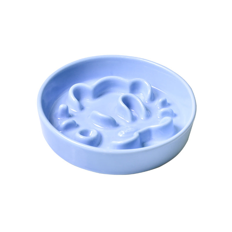 HKM-0492733 Pet Cartoon Anti-Choking Ceramic Bowl for Cats - Available in Pink, Blue, Yellow, and Beige