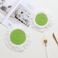 HKM-049363 Tassel Insulation Table Mat - Stylish Heat-Resistant Cushion, 19.5cm Size