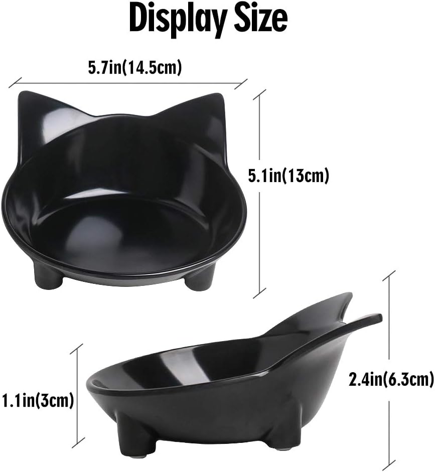 HKM-0494013 Non-Slip Shallow Cat and Dog Bowls - Food & Water Bowl for Small Pets with Anti-Skid Base