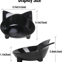 HKM-0494013 Non-Slip Shallow Cat and Dog Bowls - Food & Water Bowl for Small Pets with Anti-Skid Base