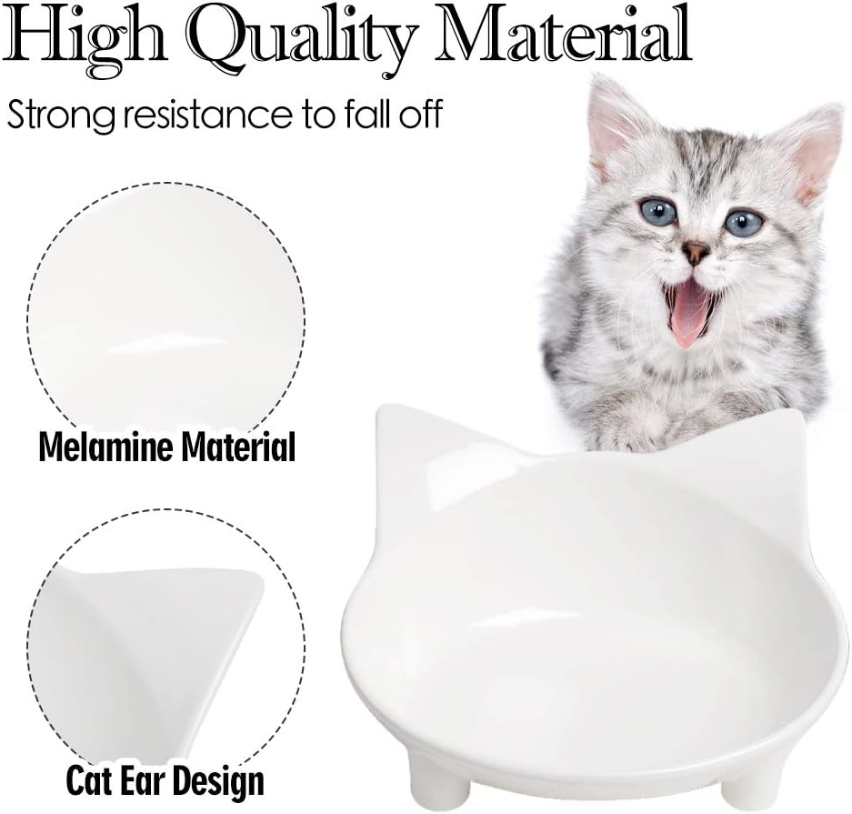 HKM-0494013 Non-Slip Shallow Cat and Dog Bowls - Food & Water Bowl for Small Pets with Anti-Skid Base