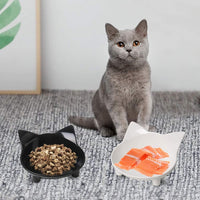HKM-0494013 Non-Slip Shallow Cat and Dog Bowls - Food & Water Bowl for Small Pets with Anti-Skid Base