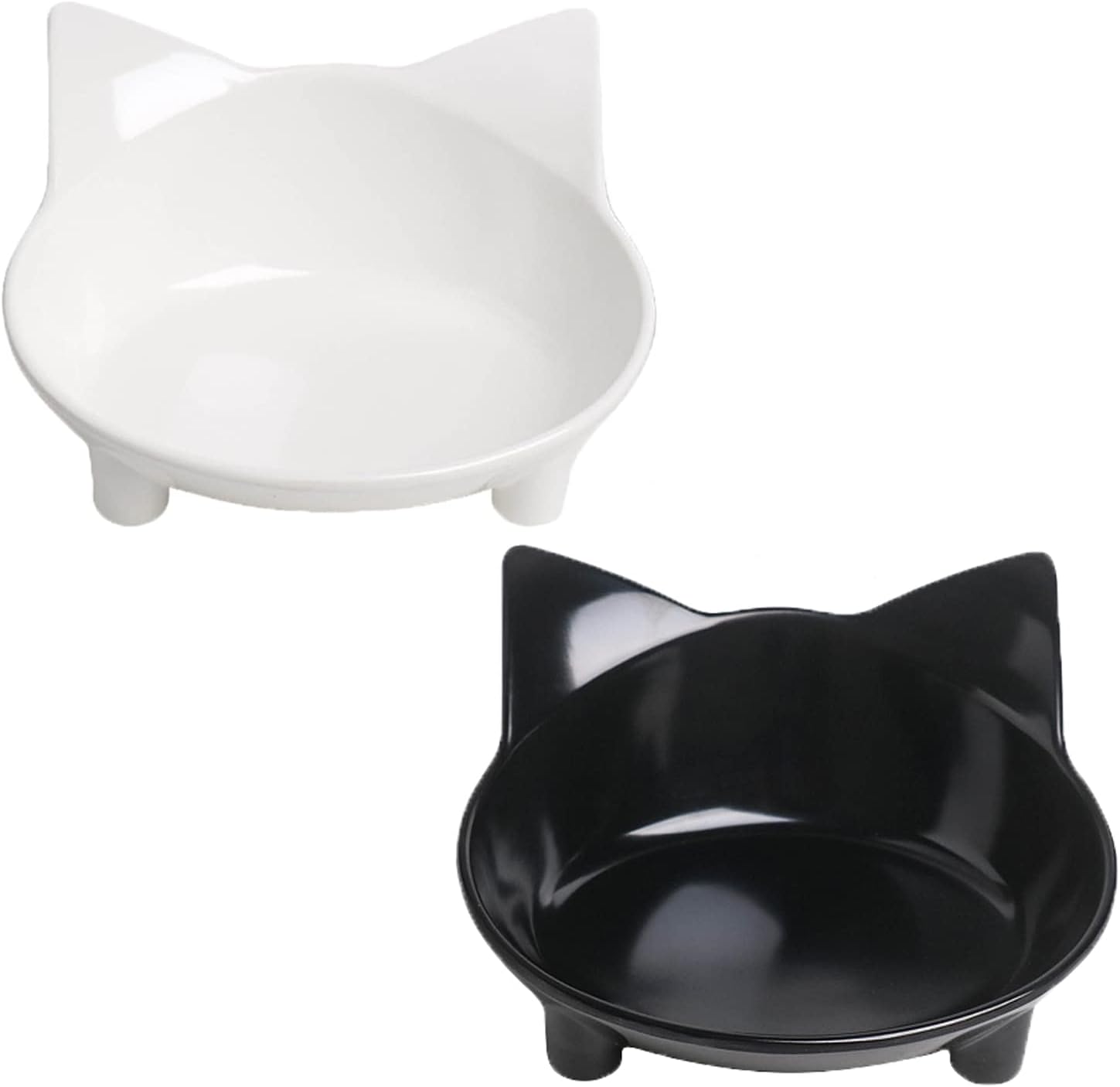 HKM-0494013 Non-Slip Shallow Cat and Dog Bowls - Food & Water Bowl for Small Pets with Anti-Skid Base