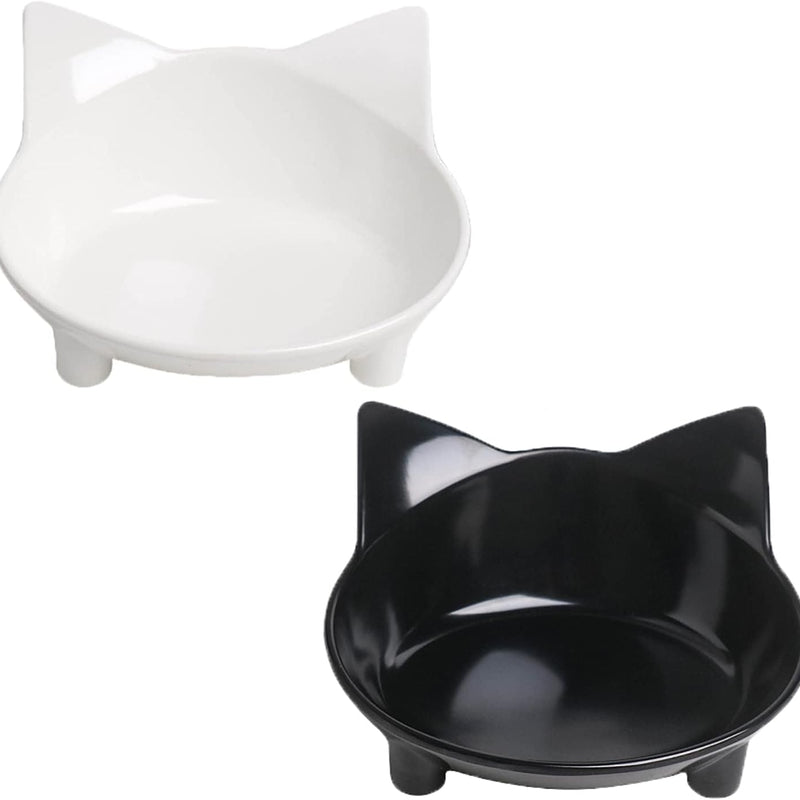 HKM-0494013 Non-Slip Shallow Cat and Dog Bowls - Food & Water Bowl for Small Pets with Anti-Skid Base