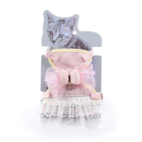 HKM-0494141 Lace Chest Harness Dress for Pets in Light Blue, Pink, Grey, Khaki