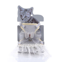 HKM-0494141 Lace Chest Harness Dress for Pets in Light Blue, Pink, Grey, Khaki