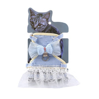 HKM-0494141 Lace Chest Harness Dress for Pets in Light Blue, Pink, Grey, Khaki