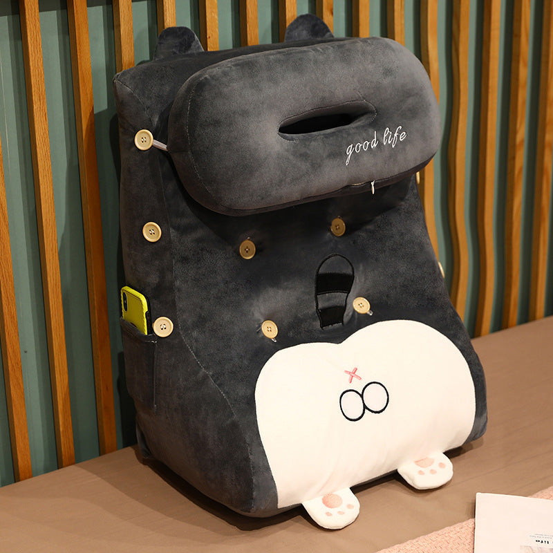 HKM-049427 Plush Cartoon Shaped Back Cushion - Cat, Dinosaur, Pig Designs, 48x30x60cm