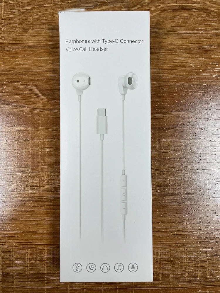 HKM-049427 USB C Wired Earphones with Mic for iPhone 15, Samsung Galaxy, iPad Pro, OnePlus 9