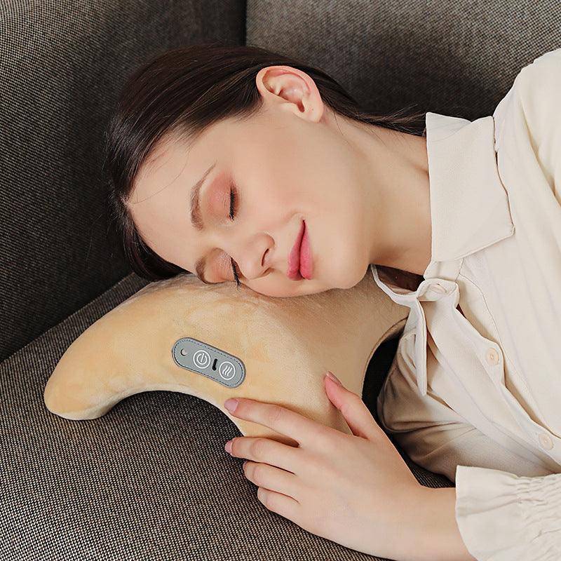HKM-049491 Vibrating Massage Pillow with Hot Compress - USB Rechargeable, Skin-Friendly Velvet