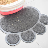HKM-049555 Splash-Proof Cat Litter Mat with Anti-Carry Design - Gray Cat's Paw Pattern