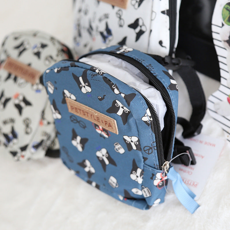 HKM-0496317 Bullfight Print Pet Backpack for Dogs and Cats - Available in White, Two Sizes