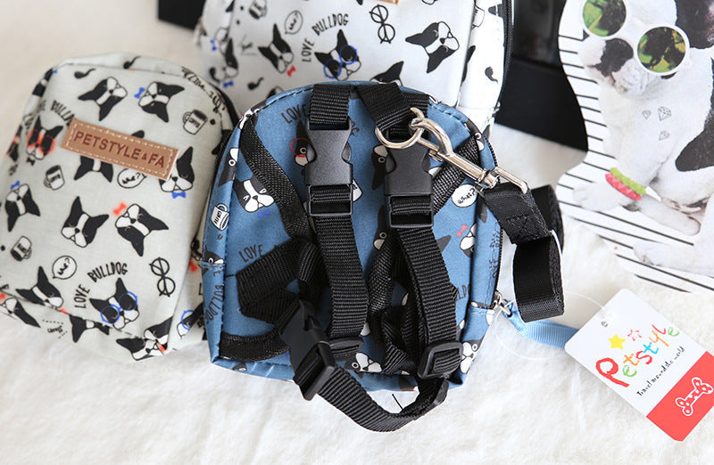 HKM-0496317 Bullfight Print Pet Backpack for Dogs and Cats - Available in White, Two Sizes