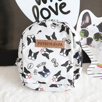 HKM-0496317 Bullfight Print Pet Backpack for Dogs and Cats - Available in White, Two Sizes