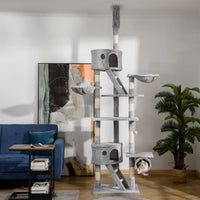 HKM-049683 Adjustable Floor Standing Cat Tree with Hammock and Climbing Tower, Height 94.5-10.25 Inches