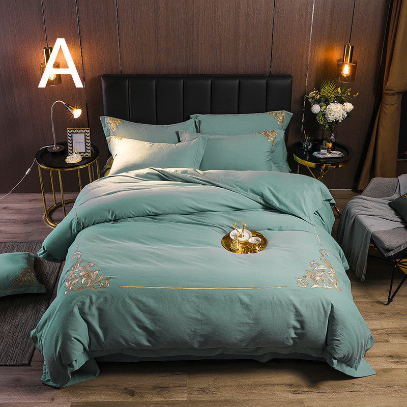 HKM-049683 Four-Piece Brushed Cotton Nordic Style Winter Bedding Set in Soft Nude