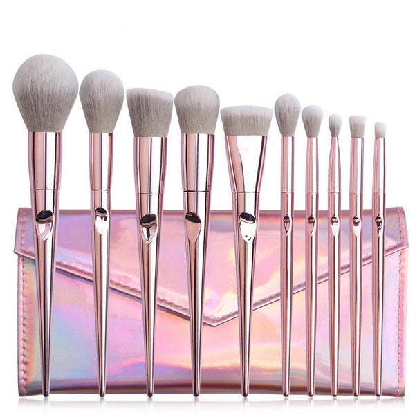 HKM-049747 Wet And Wild 10-Piece Makeup Brush Set with Brush Bag for Beginners