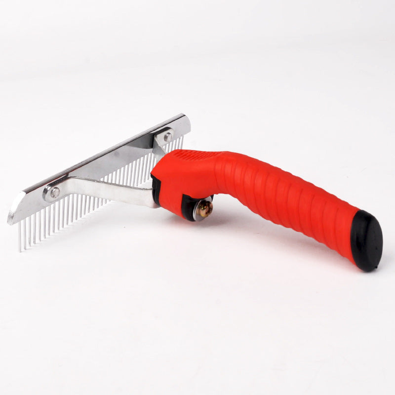 HKM-0498109 Large Rubber and Alloy Steel Dog Comb for Pet Grooming - 16x17.5cm