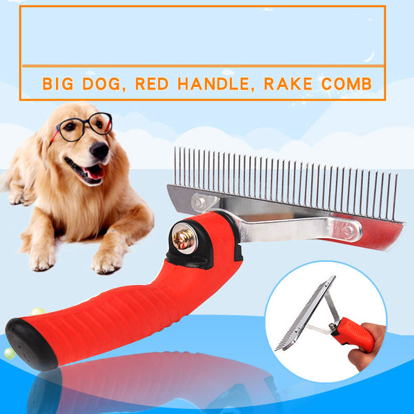 HKM-0498109 Large Rubber and Alloy Steel Dog Comb for Pet Grooming - 16x17.5cm
