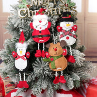 HKM-049811 Charming Christmas Hanging Decorations Set - 4 Cartoon Characters: Elderly, Snowman, Elk, Penguin
