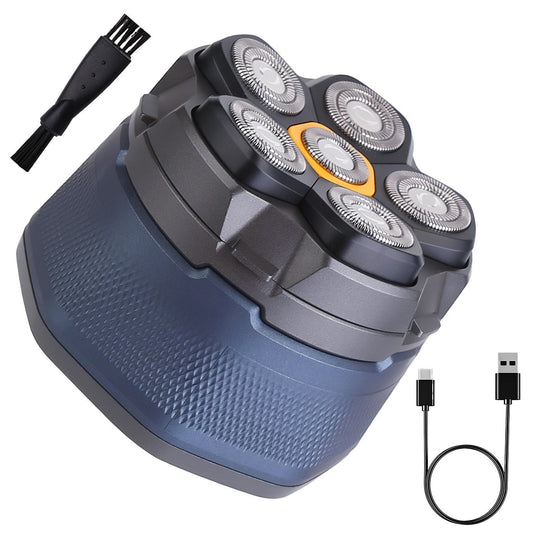 HKM-049939 Cordless Electric Head Shaver for Men with 6D Floating Head, IPX6 Waterproof, LED Display, Type-C Rechargeable and Fast Charging