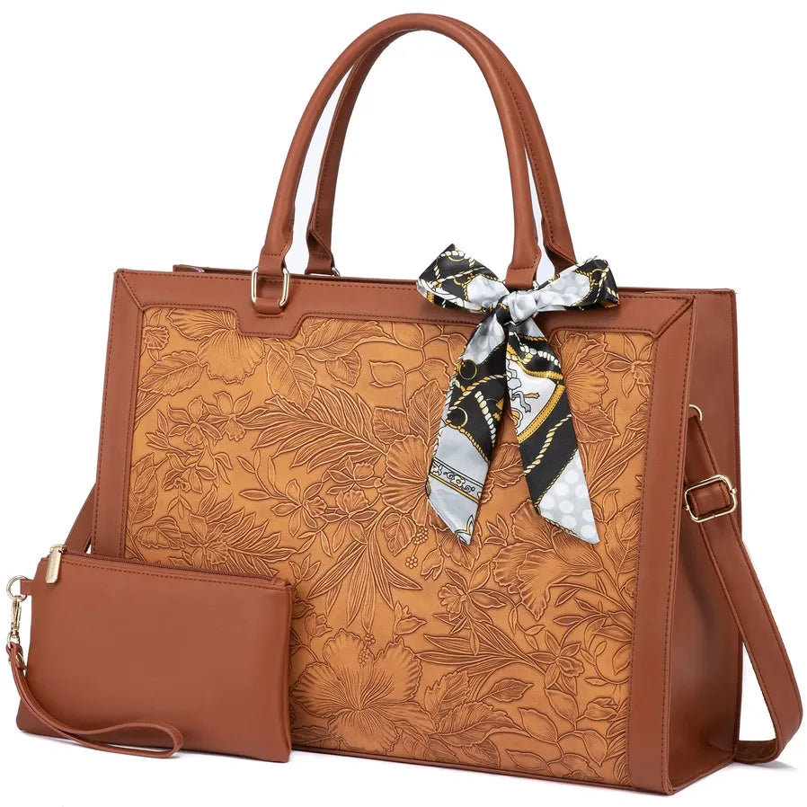 HKM-050067 Large Travel Laptop Tote Bag for Women - Multi-Functional Shoulder Handbag and Briefcase