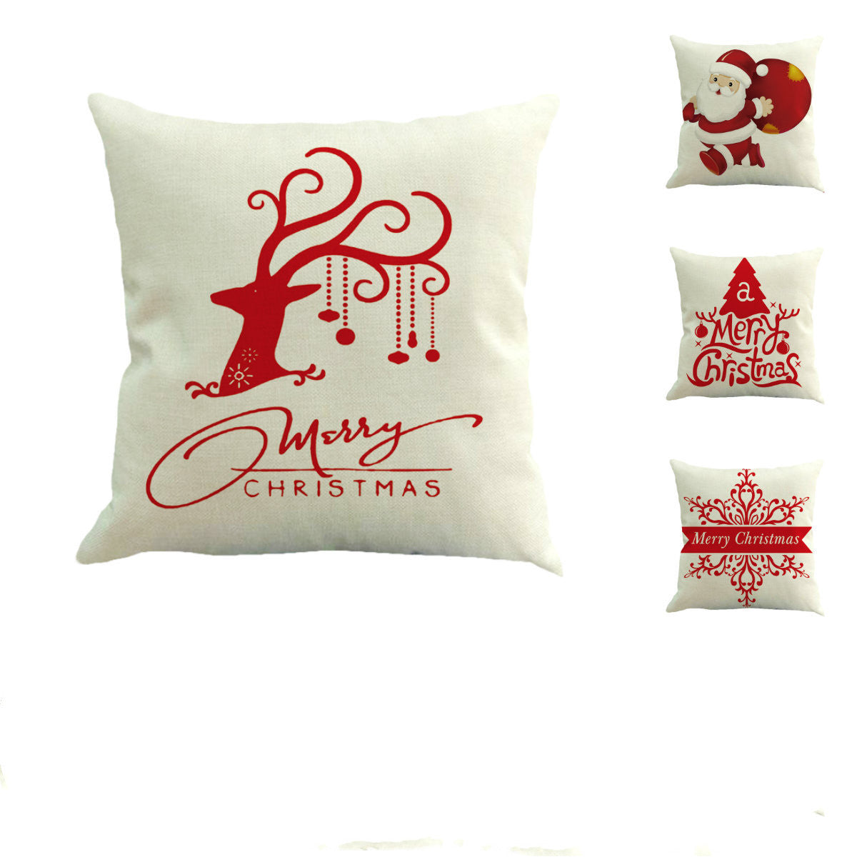 HKM-050067 Linen Christmas Pillowcase - Plain Design 45x45cm Cushion Cover