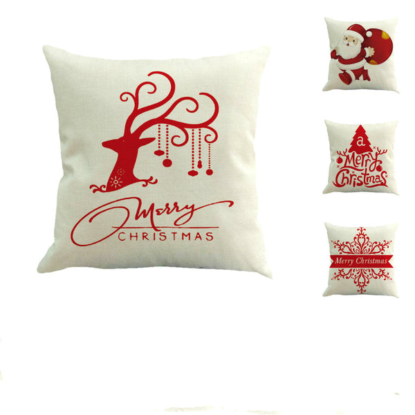 HKM-050067 Linen Christmas Pillowcase - Plain Design 45x45cm Cushion Cover