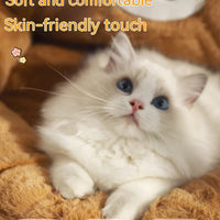HKM-0502333 Cozy Winter Deep Sleep Pet Bed Mat for Cats - Soft Polyester with Bear Backrest