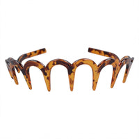 HKM-050259 Drop-Resistant U-Shaped Headband in Dark Coffee Dot Floral, Light Red, Brown, and Black