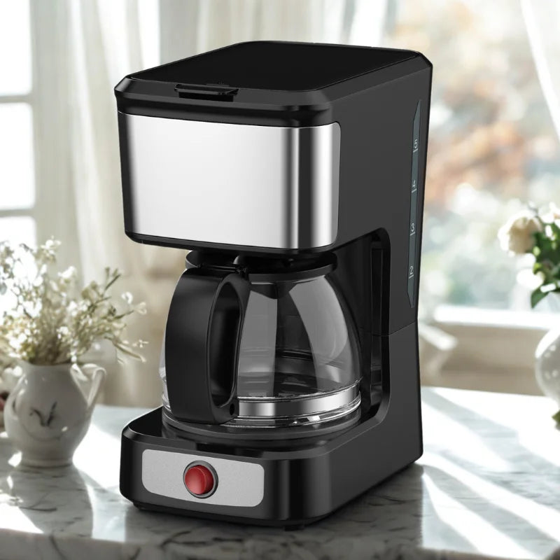 HKM-050259 Stainless Steel 5-Cup Drip Coffee Maker with Clear Water Level Indicator