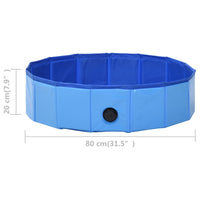 HKM-0502845 Foldable Blue PVC Dog Pool for Indoor and Outdoor Use, Non-Slip Surface, 80 x 20 cm