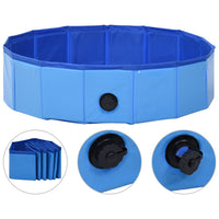 HKM-0502845 Foldable Blue PVC Dog Pool for Indoor and Outdoor Use, Non-Slip Surface, 80 x 20 cm