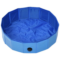 HKM-0502845 Foldable Blue PVC Dog Pool for Indoor and Outdoor Use, Non-Slip Surface, 80 x 20 cm