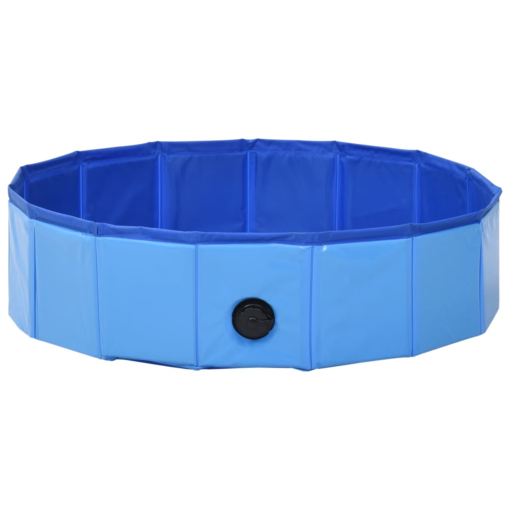 HKM-0502845 Foldable Blue PVC Dog Pool for Indoor and Outdoor Use, Non-Slip Surface, 80 x 20 cm