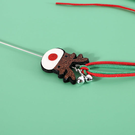 HKM-0503101 Interactive Christmas Cat Teaser with Tassel and Sound Bell - PVC Pet Toy