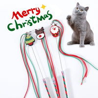 HKM-0503101 Interactive Christmas Cat Teaser with Tassel and Sound Bell - PVC Pet Toy
