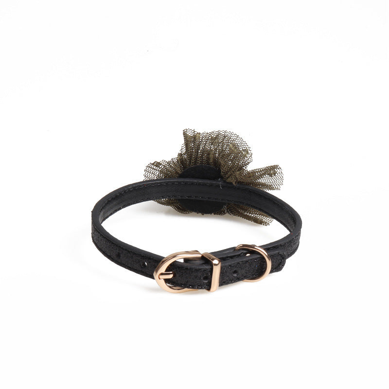 HKM-0504253 Flower PU Dog and Cat Collar - Adjustable 1.0*28CM & 1.3*40CM Sizes
