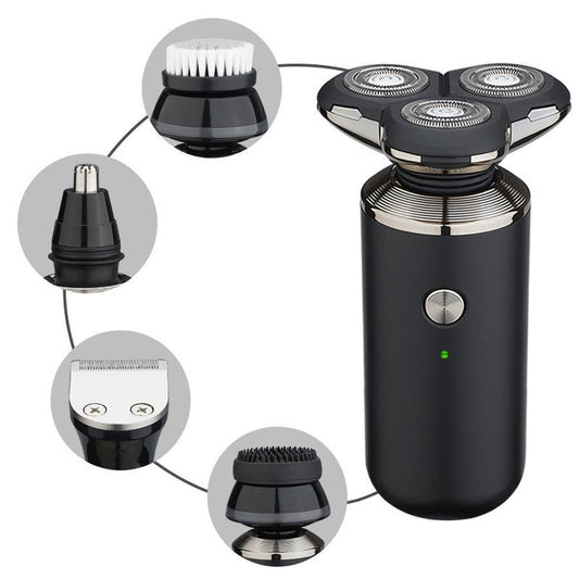 HKM-050579 Rechargeable Lithium Shaver with 3 Rotating Blades and Waterproof Design