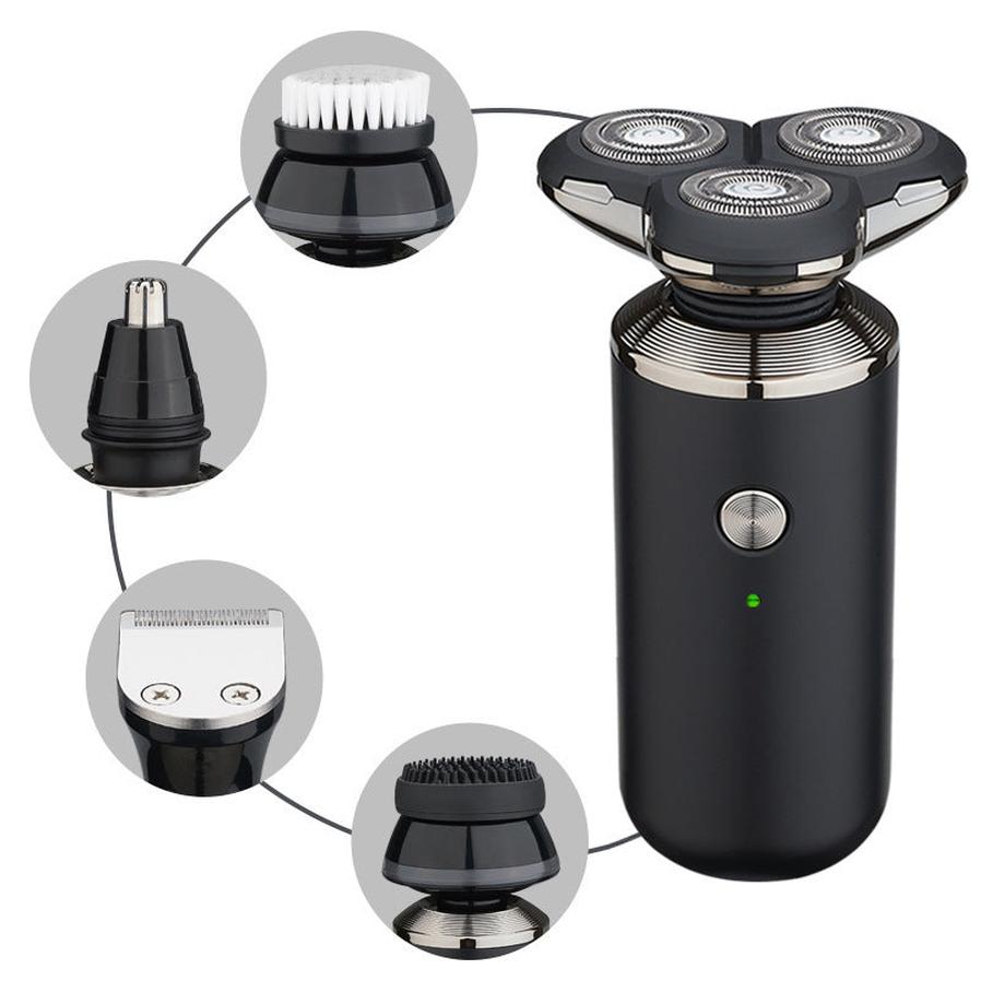 HKM-050579 Rechargeable Lithium Shaver with 3 Rotating Blades and Waterproof Design