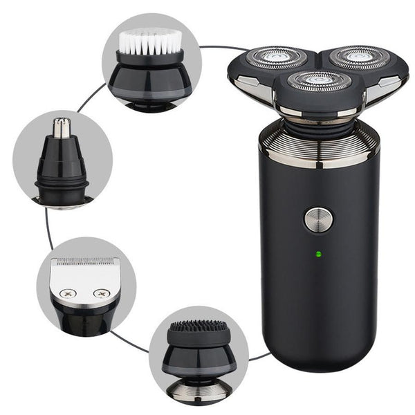HKM-050579 Rechargeable Lithium Shaver with 3 Rotating Blades and Waterproof Design