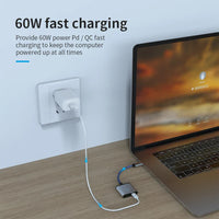 HKM-050579 Type-C Headphone Jack Adapter with 60W Fast Charging for Compatible Devices