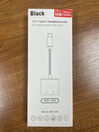 HKM-050579 Type-C Headphone Jack Adapter with 60W Fast Charging for Compatible Devices